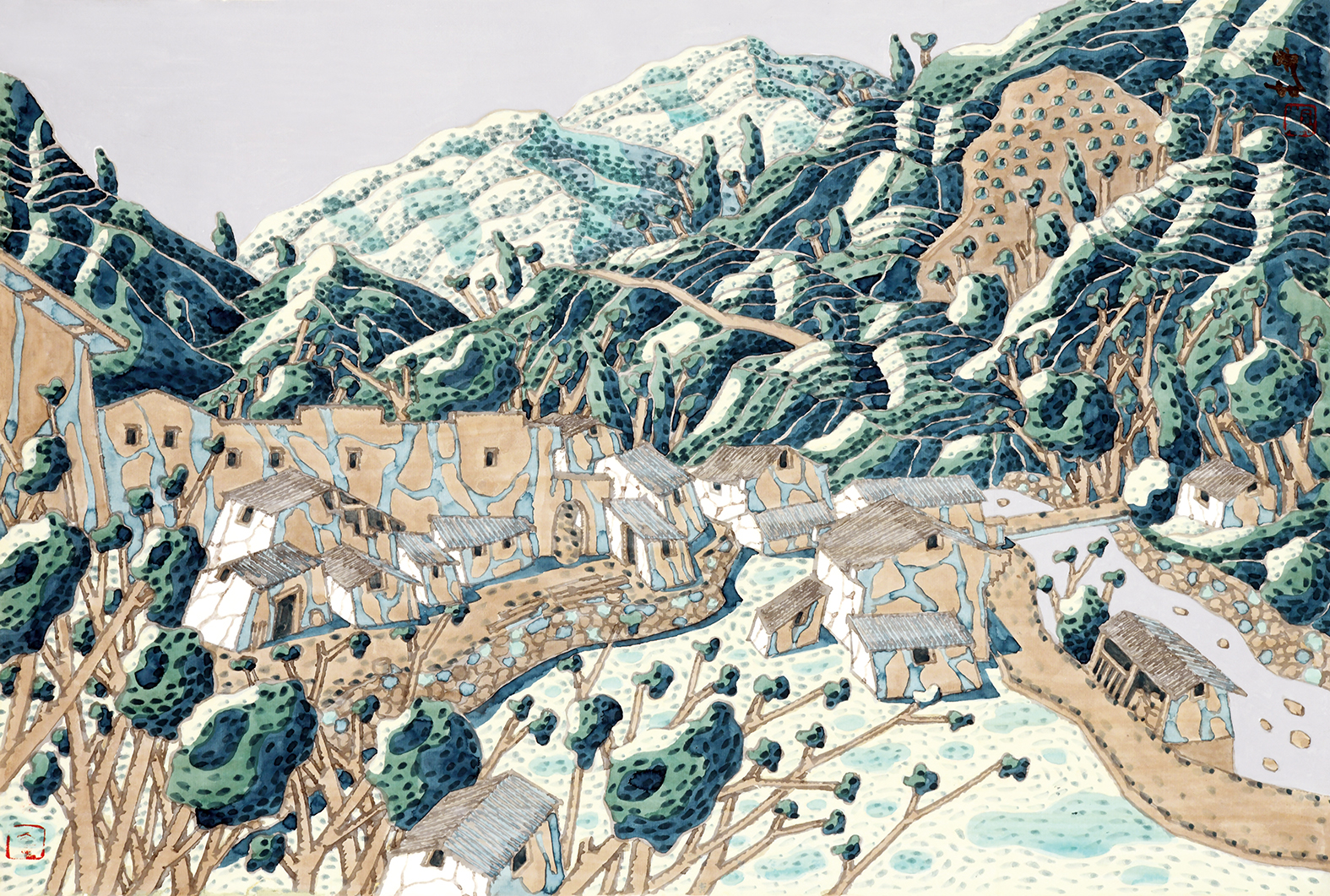 2、申皖如 《石臺寫生1》重彩山水 46cm×69cm.jpg