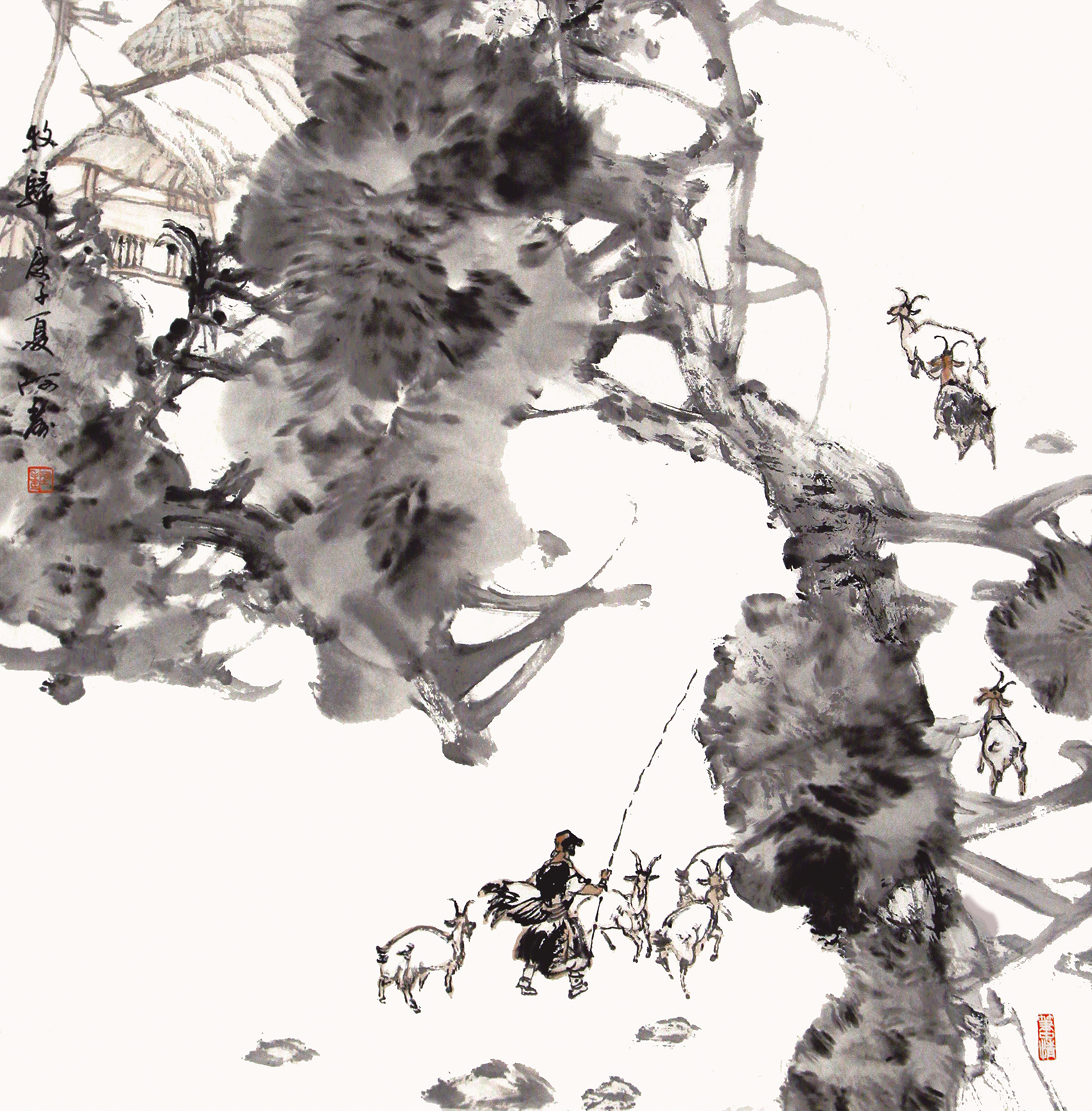 1、牧歸  梁壽城 68X68cm 中國畫 2020年.jpg